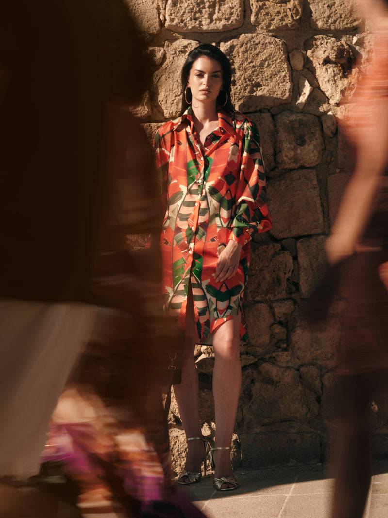 Paola T. Abito in viscosa stampa Palm Shopping Online