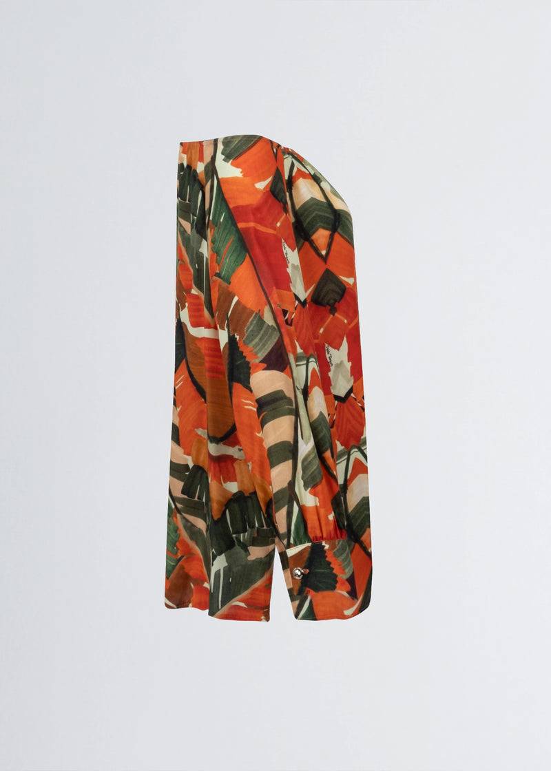 Paola T. Camicia in viscosa stampa Palm Orange Affare Del Giorno