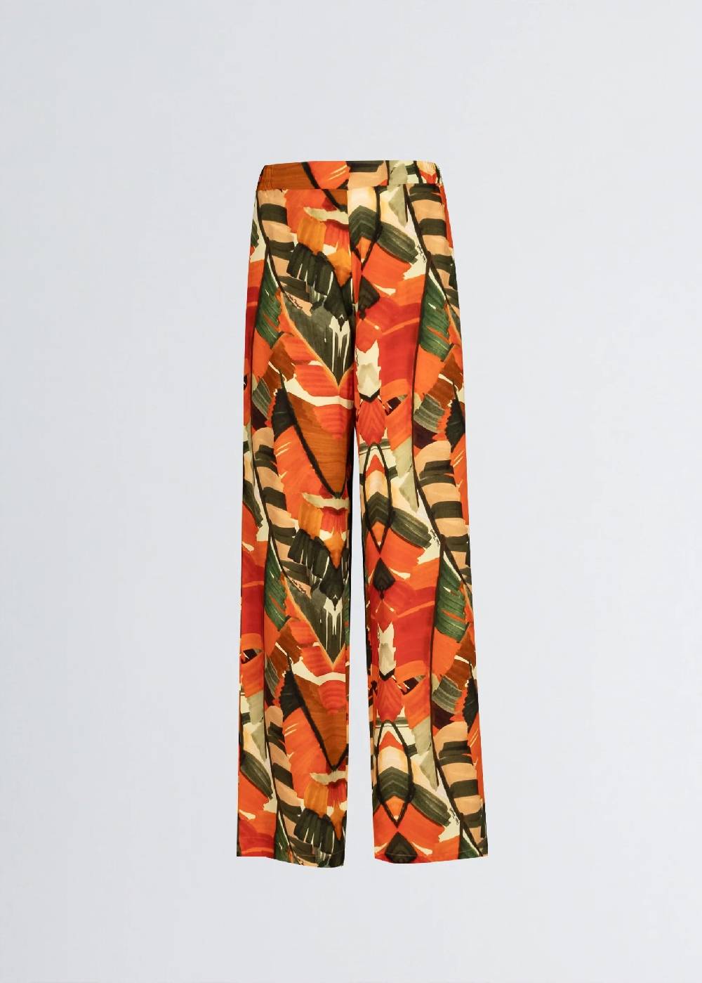 Paola T. Pantalone palazzo in viscosa stampa palm Prezzo Ridotto