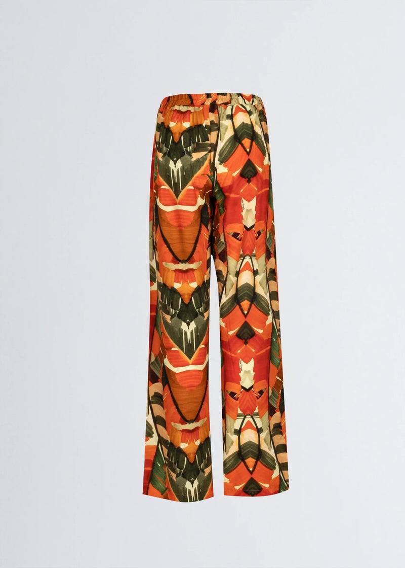 Paola T. Pantalone palazzo in viscosa stampa palm Prezzo Ridotto