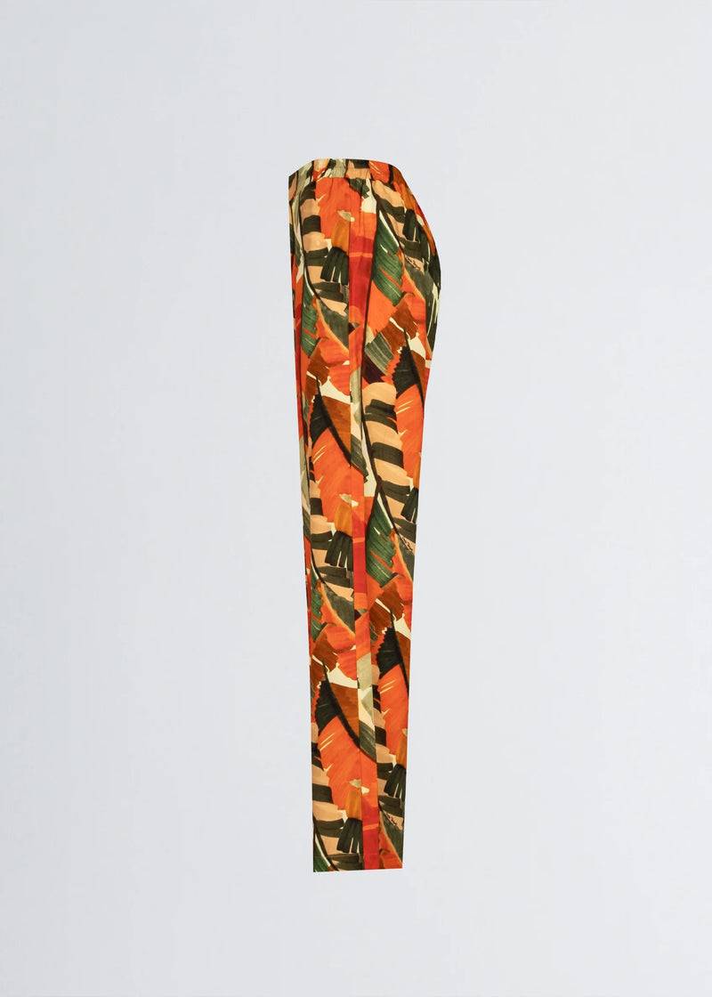 Paola T. Pantalone palazzo in viscosa stampa palm Prezzo Ridotto