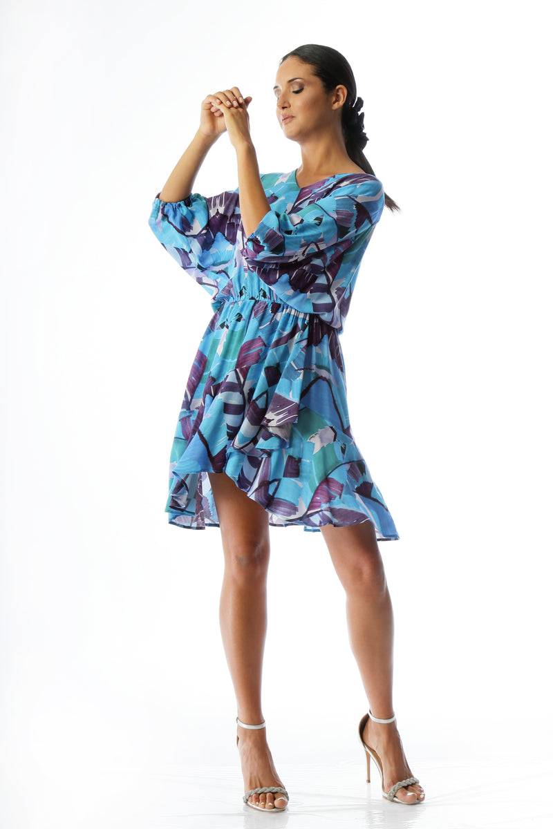 Paola T. Abito in viscosa Palm Blue Offerta