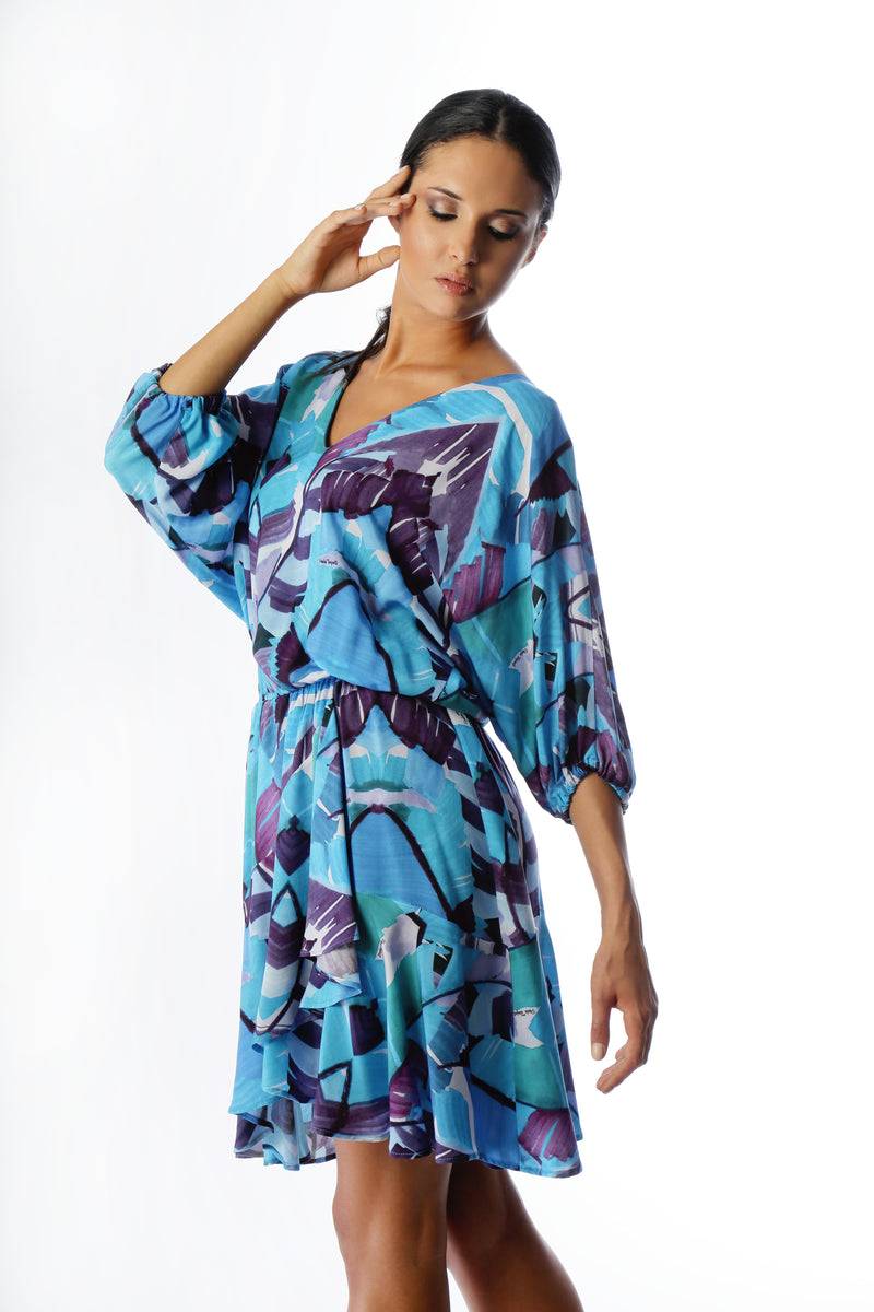 Paola T. Abito in viscosa Palm Blue Offerta