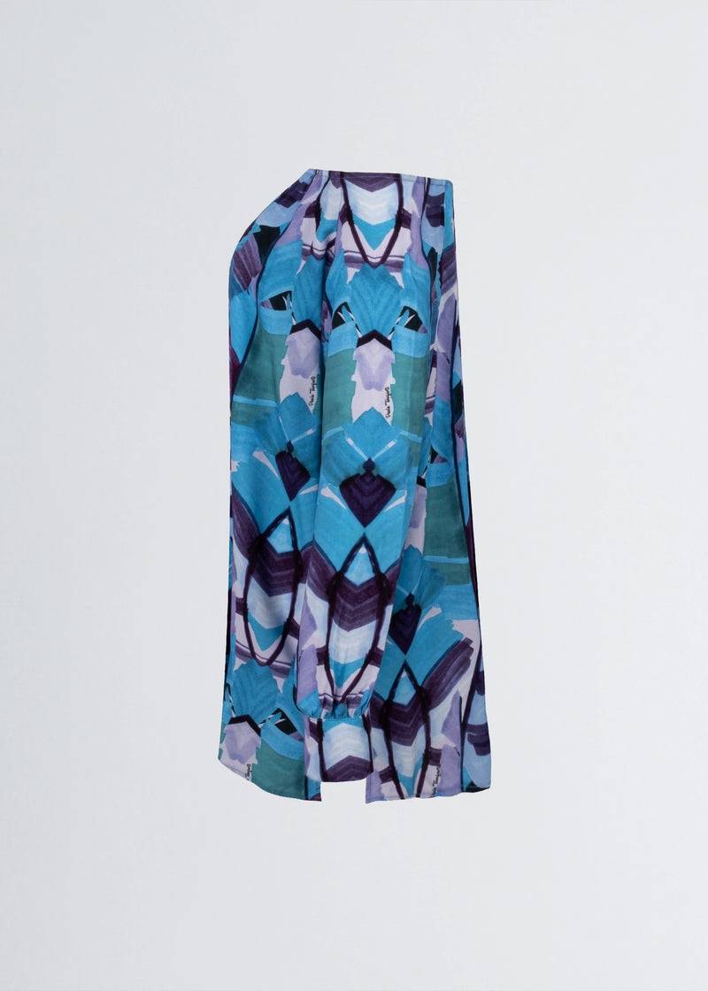 Paola T. Camicia in viscosa stampa Palm Blue Outlet