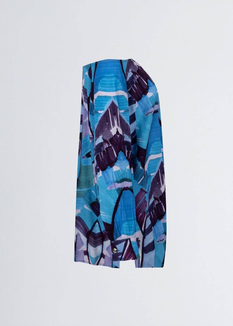 Paola T. Camicia in viscosa stampa Palm Blue Outlet