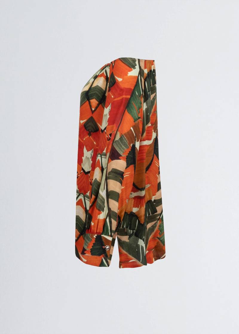 Paola T. Camicia in viscosa stampa Palm Orange Saldi Di Fabbrica