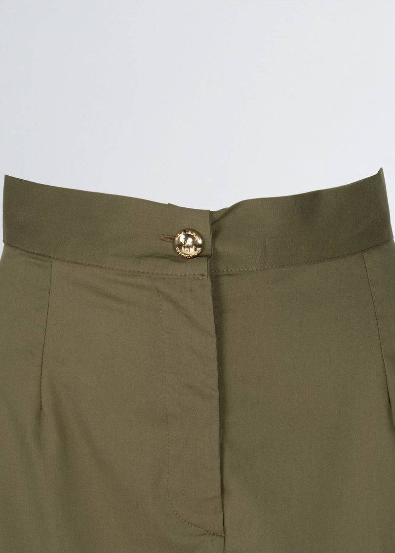 Paola T. Gonna in cotone stretch con tasconi 2025