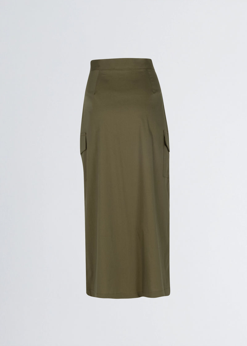 Paola T. Gonna in cotone stretch con tasconi 2025