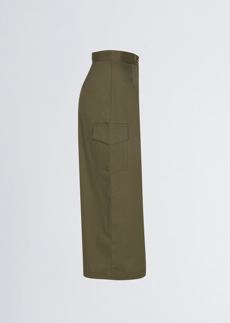 Paola T. Gonna in cotone stretch con tasconi 2025