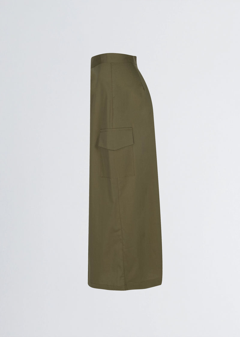 Paola T. Gonna in cotone stretch con tasconi 2025