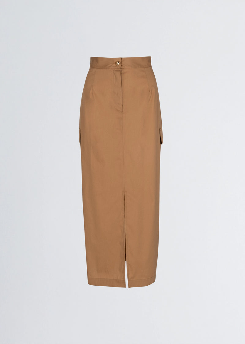 Paola T. Gonna in cotone stretch con tasconi Fino Al -60%