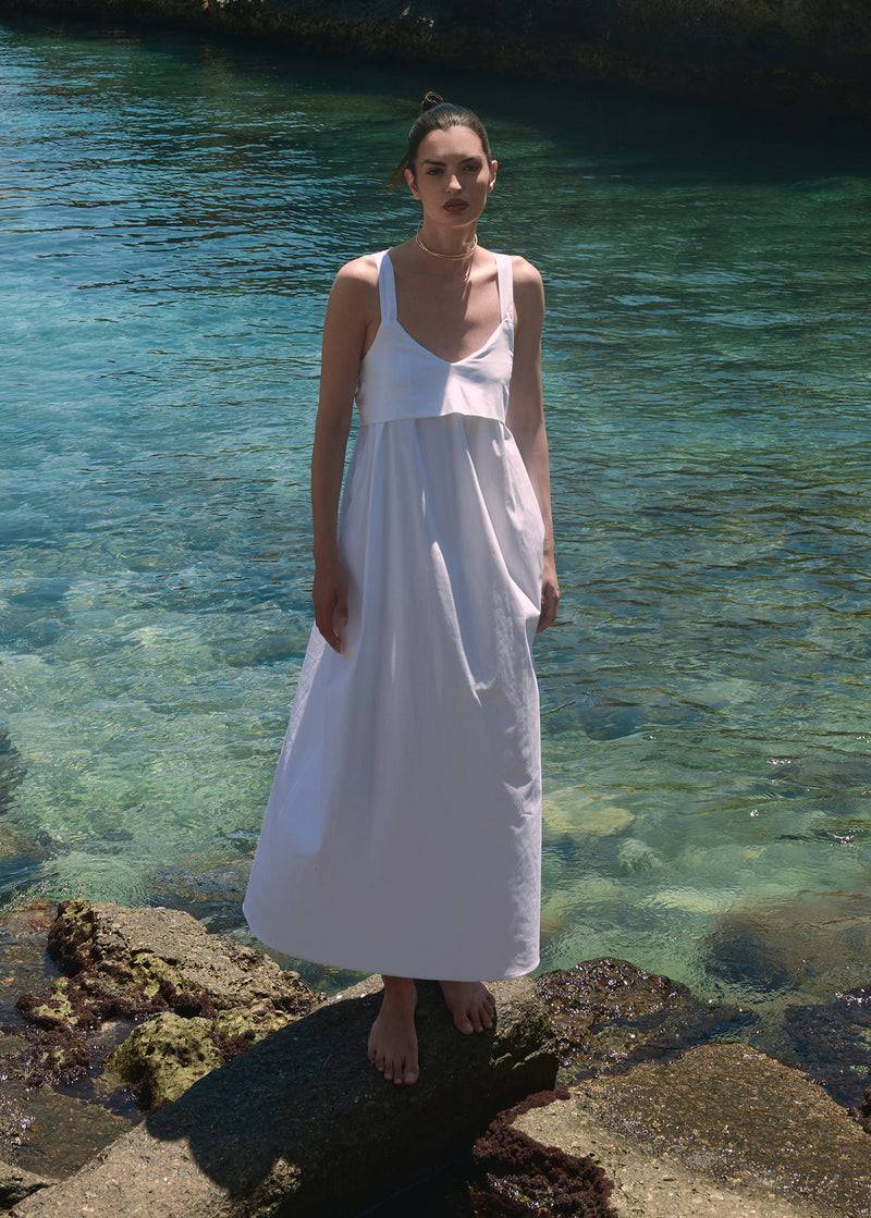 Paola T. Abito lungo in cotone popelin Sottocosto