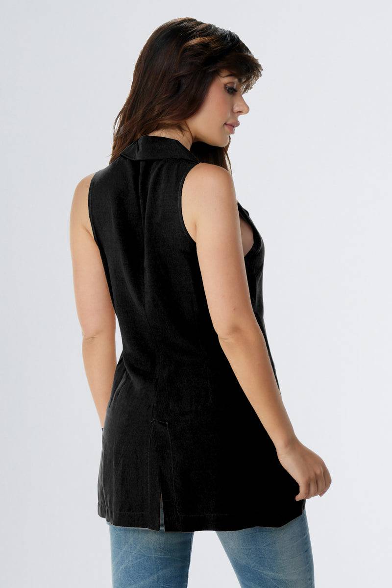 Paola T. Gilet in lino e viscosa Moda