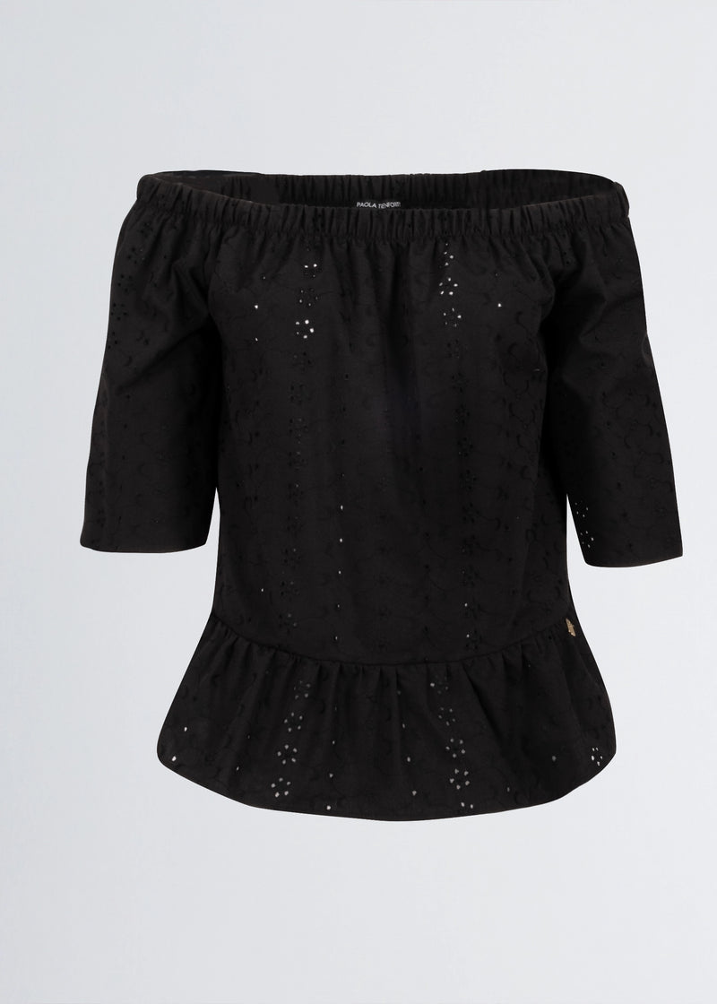 Paola T. Blusa in cotone sangallo Consegna Veloce
