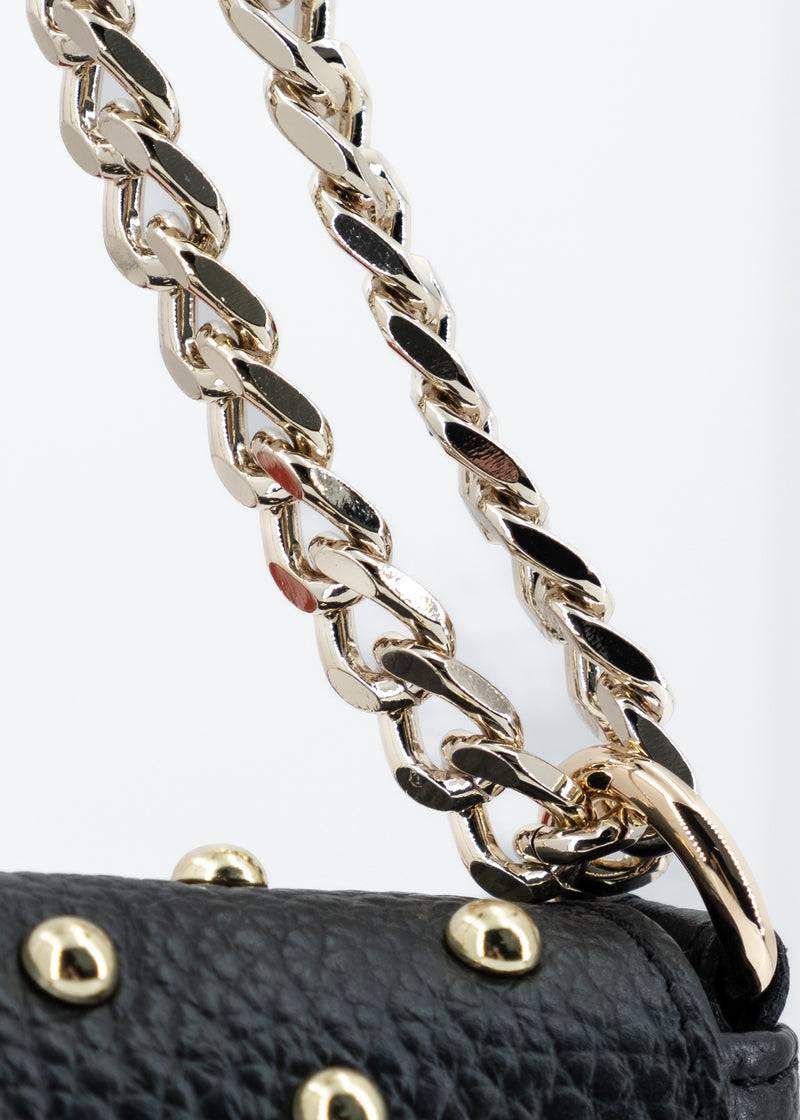 Paola T. Baguette mini in pelle con rivetti oro Vendita Economica