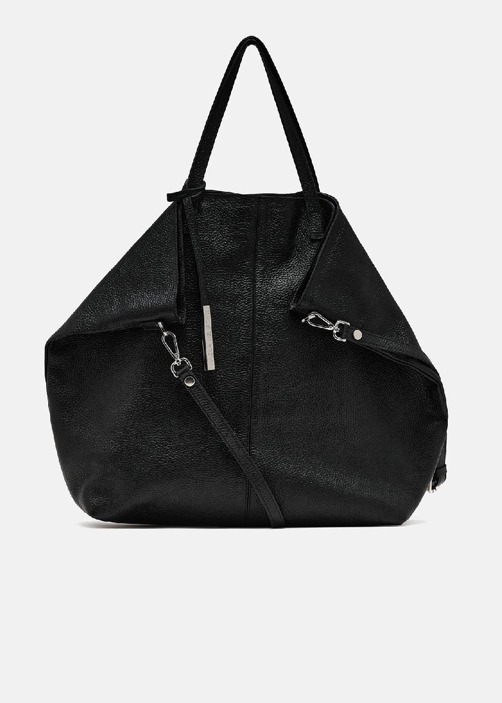 Paola T. Shopper large in pelle morbida con dettagli argento