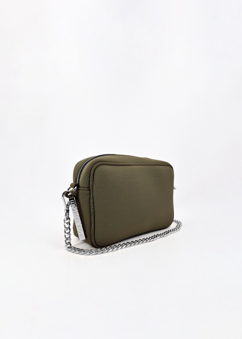 Paola T. Borsa a tracolla in neoprene con dettagli argento Italy