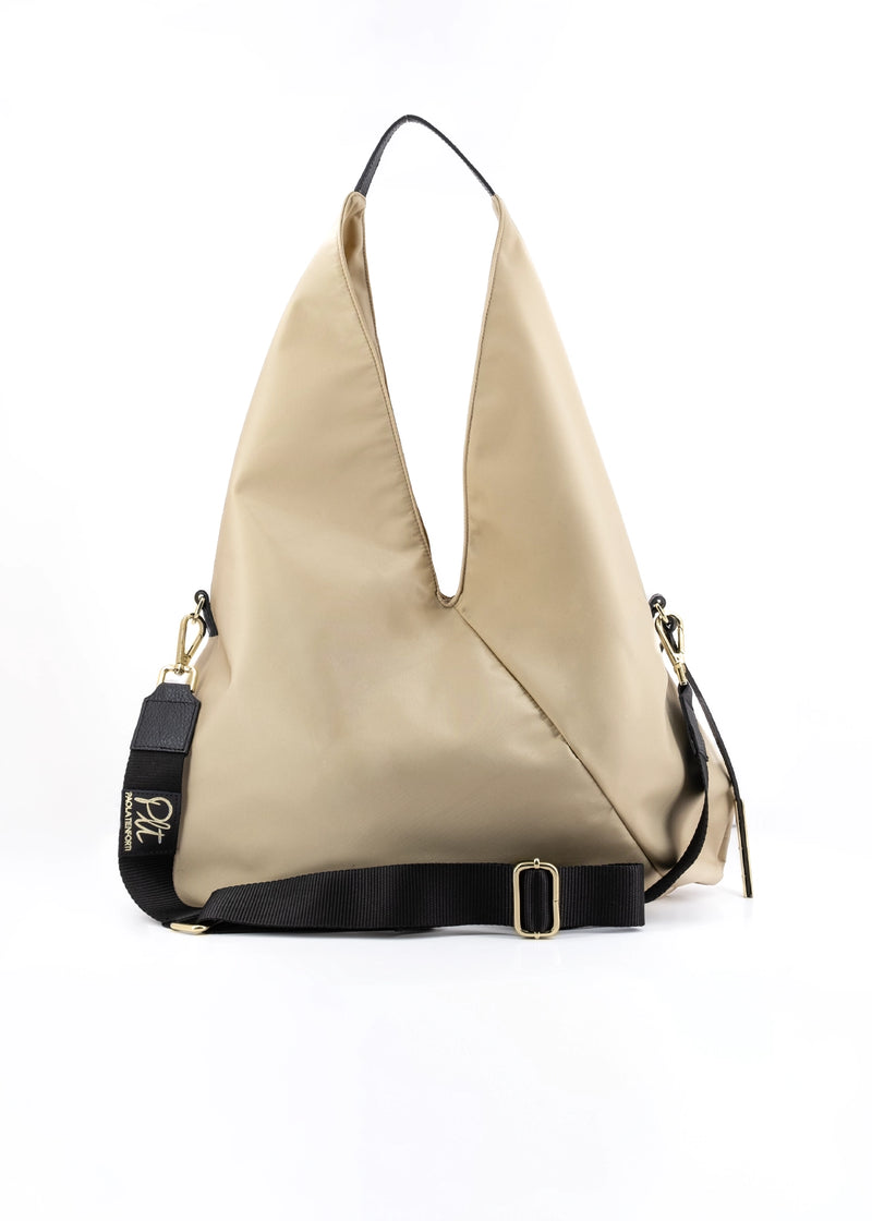 Paola T. Sacca hobo in nylon con dettagli oro Pezzi Unici