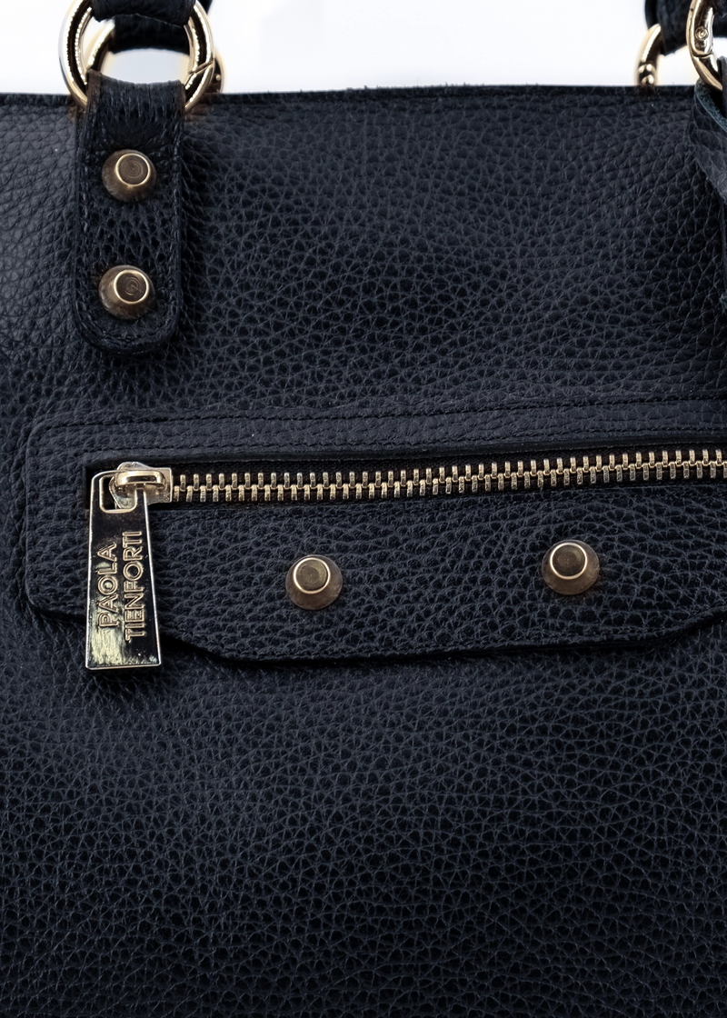 Paola T. Shopper in pelle morbida con dettagli oro Prezzo basso