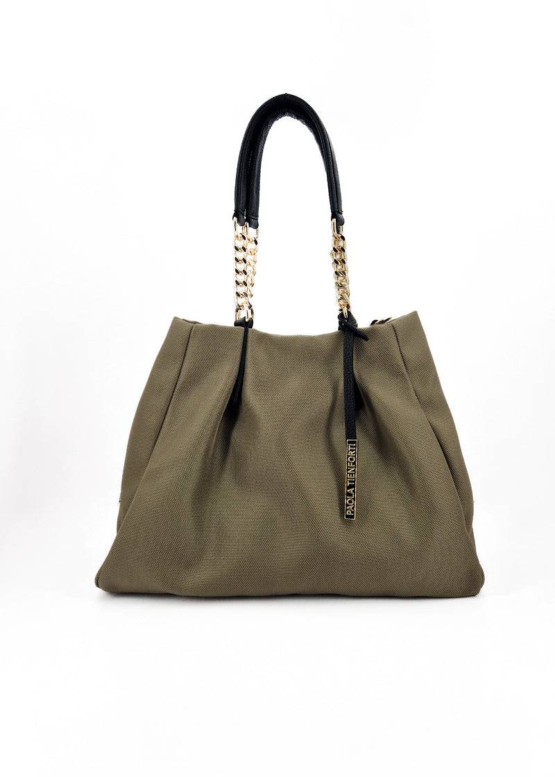 Paola T. Shopper in cordura con dettagli oro Only for today