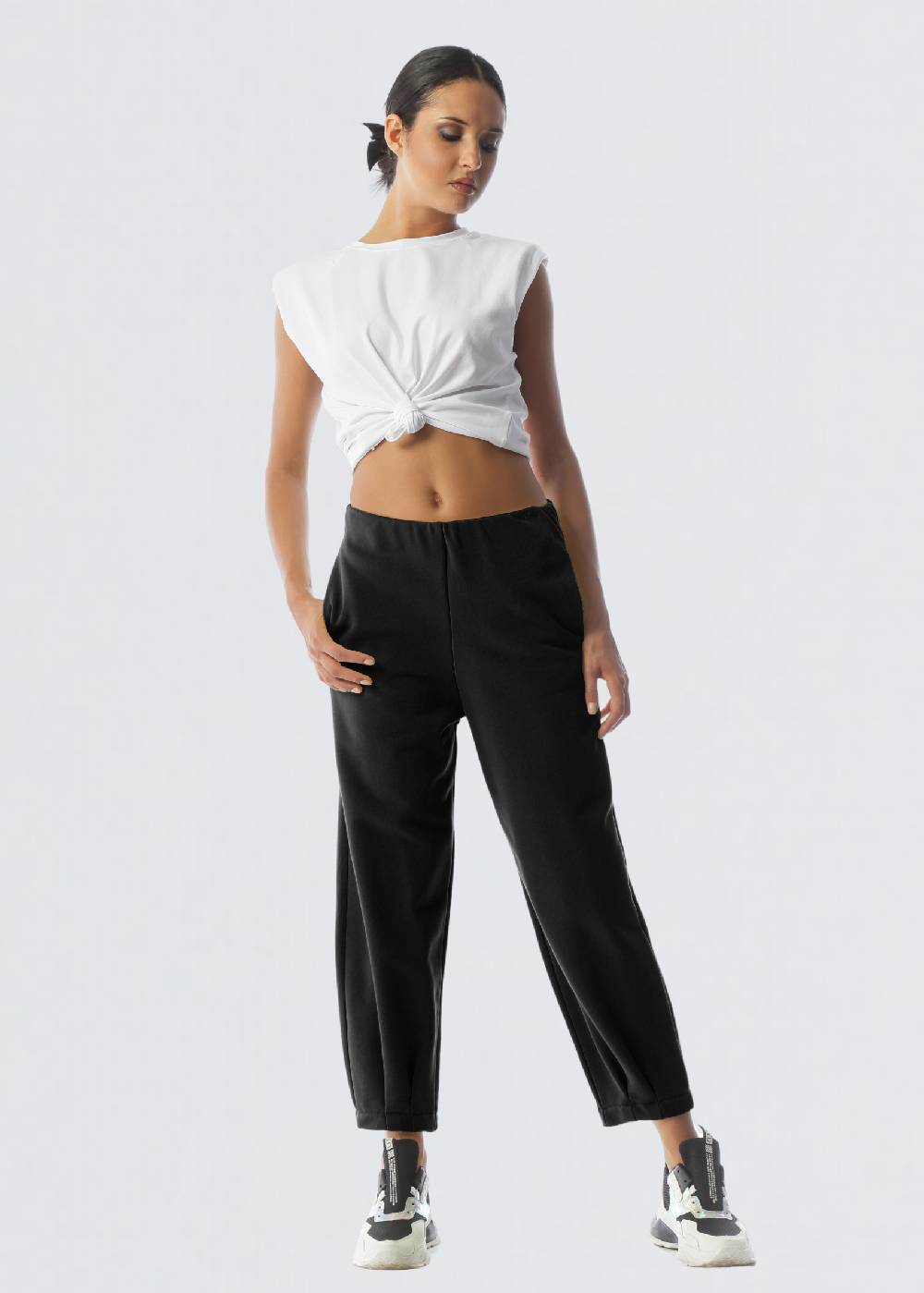 Paola T. Pantalone in cotone con pinces Nuovo