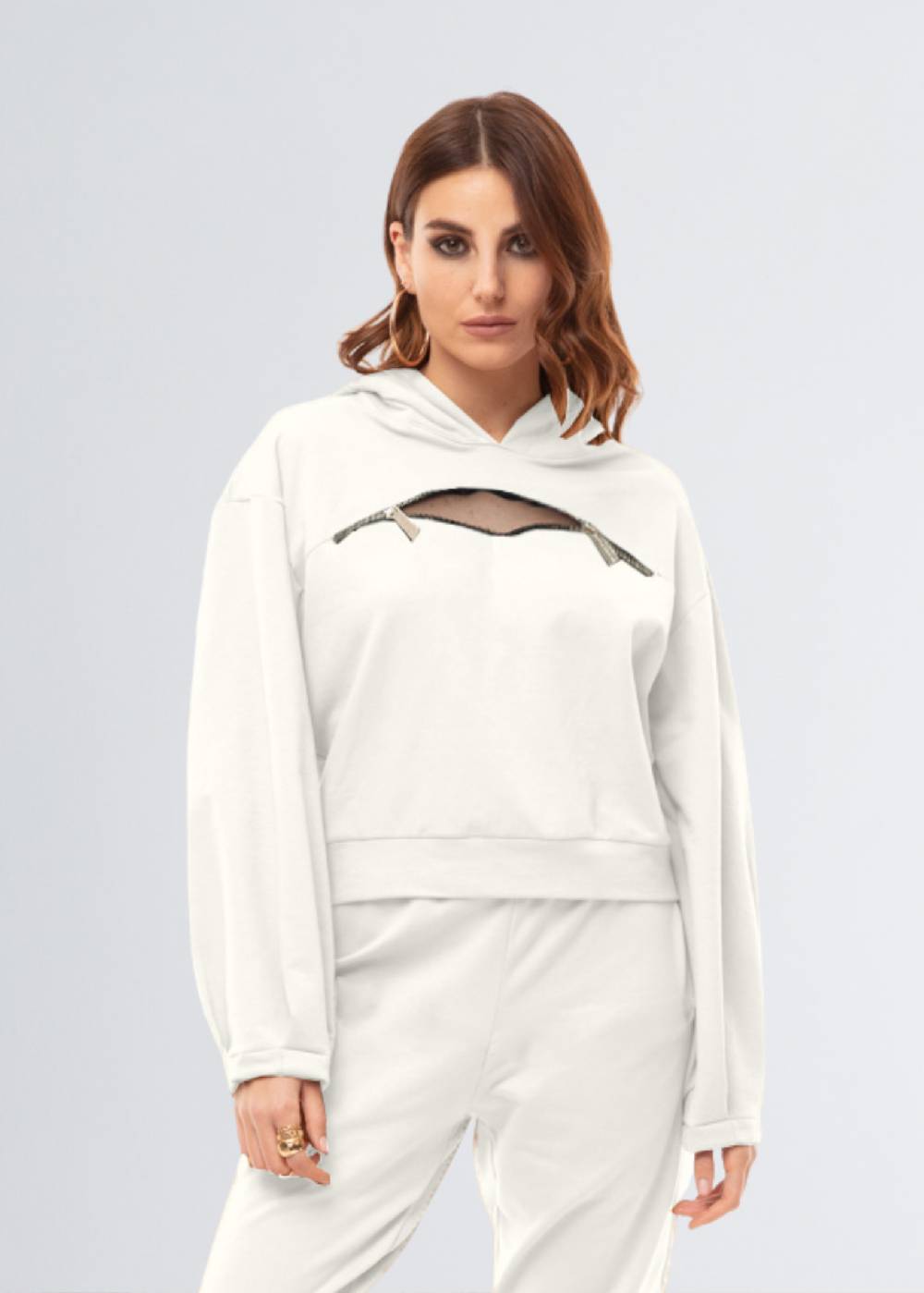 Paola T. Felpa con cappuccio e zip Fino Al -60%