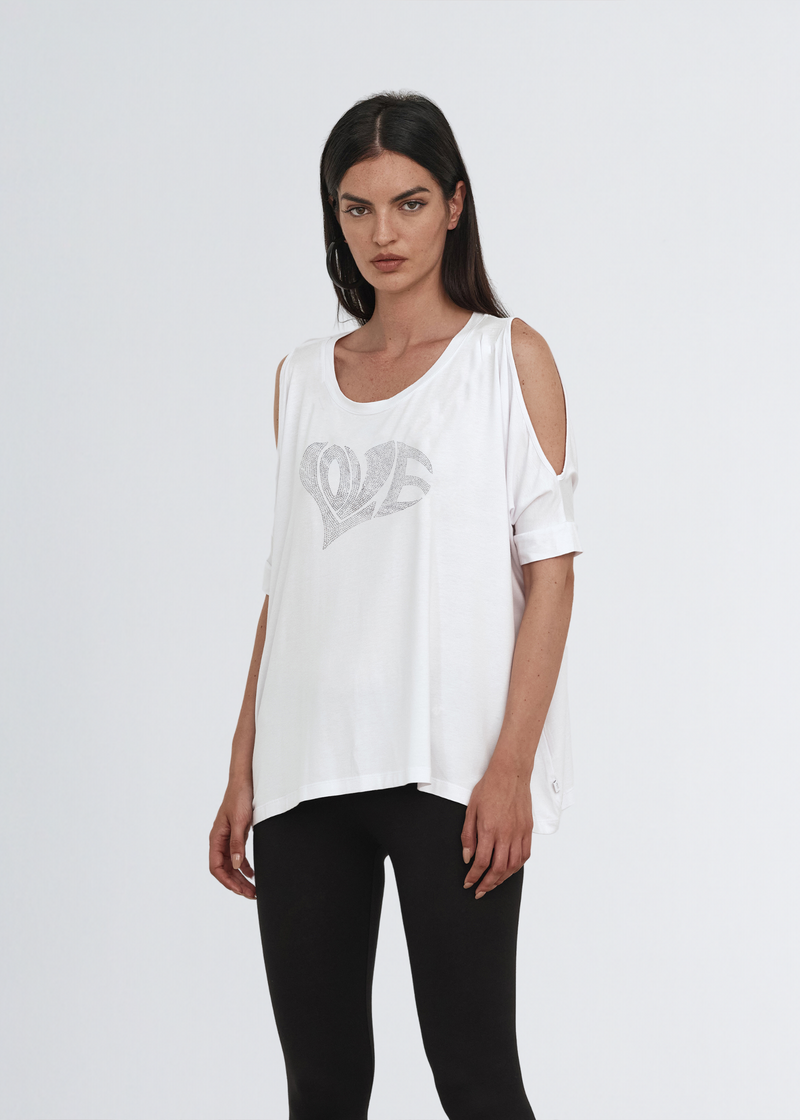 Paola T. Maglia in jersey di viscosa Heart Vendita calda
