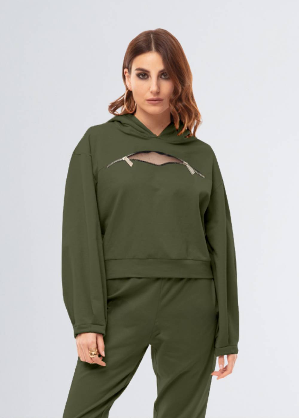 Paola T. Felpa con cappuccio e zip Lightning offer