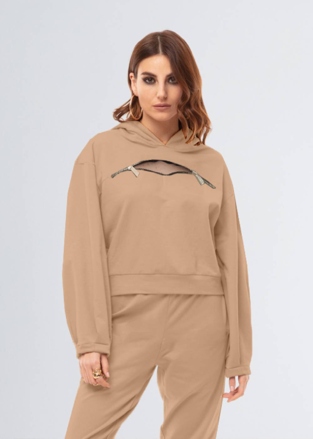 Paola T. Felpa con cappuccio e zip Grandi sconti