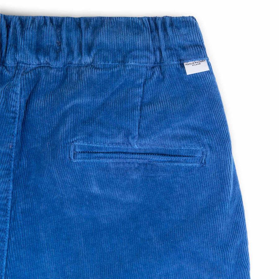 Paolo Pecora Pantaloni Chino Coulisse di Velluto Bluette Promozione Limitata