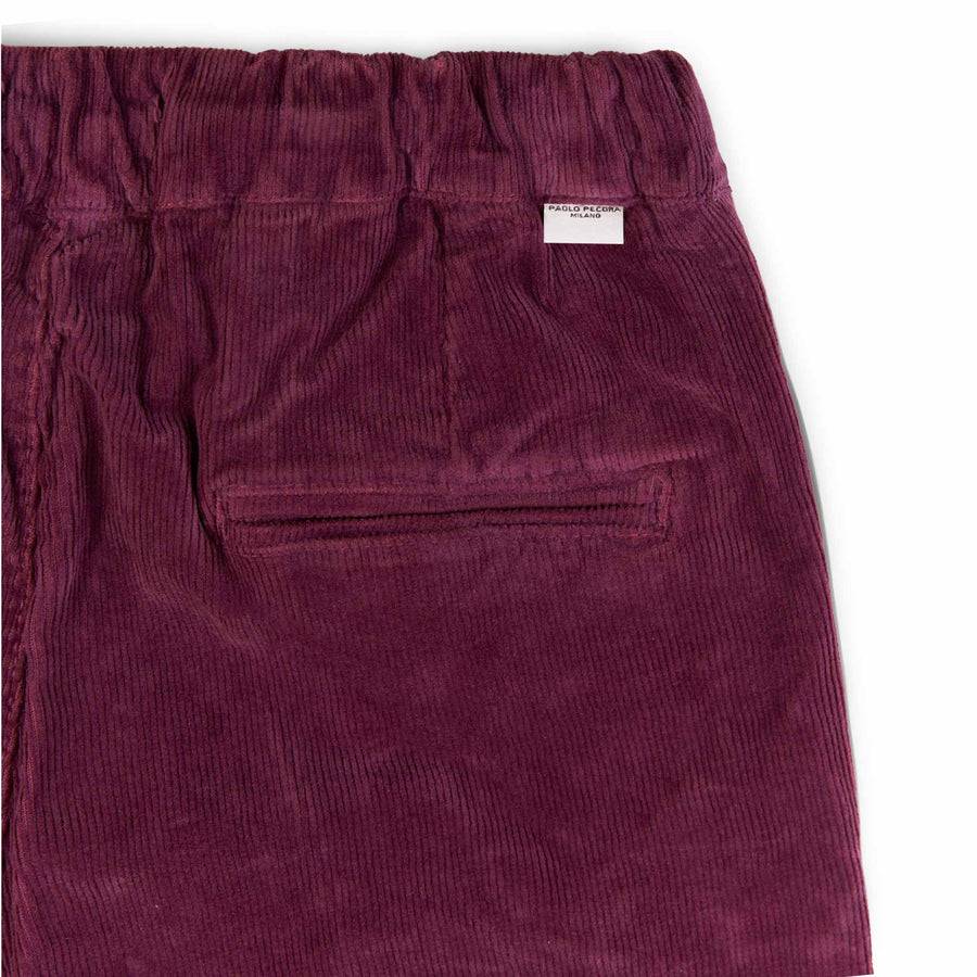 Paolo Pecora Pantaloni Chino Coulisse di Velluto Prugna Novità