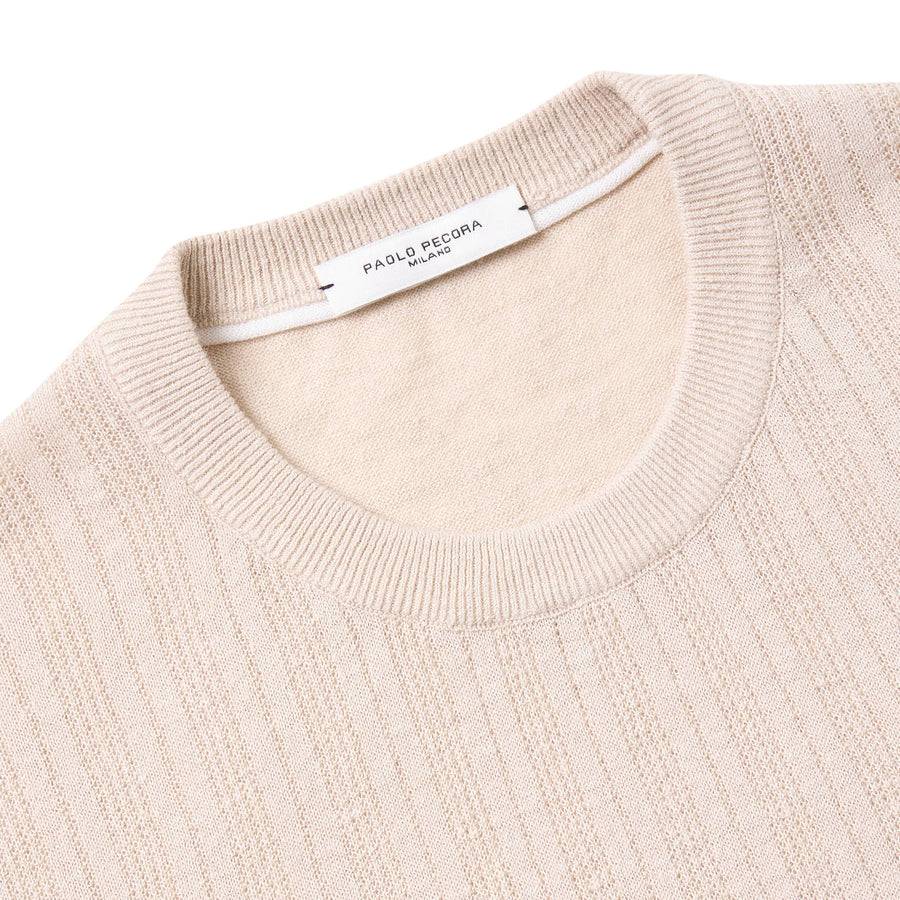 Paolo Pecora Maglia in Lino Cotone Extrafine - Sabbia In Linea