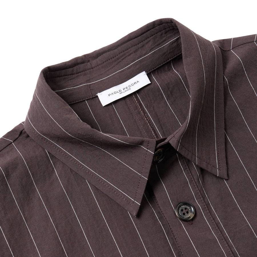 Paolo Pecora Overshirt Seersucker Gessato - Ebano Affare Del Giorno