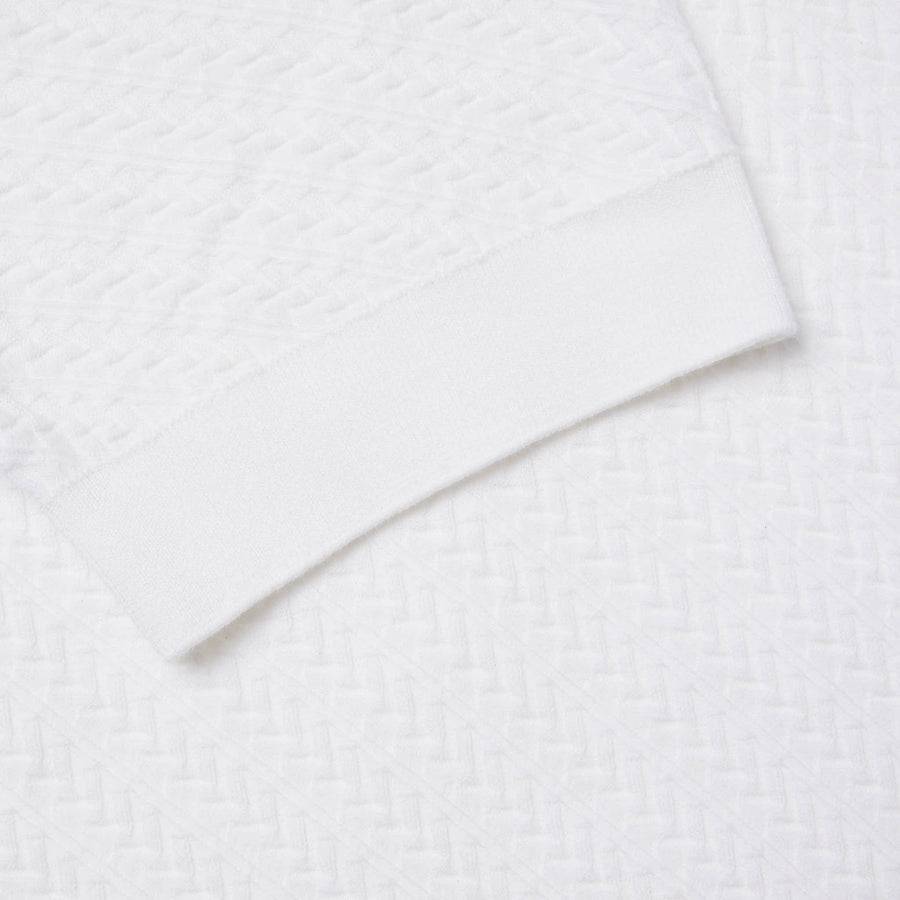 Paolo Pecora Maglia in Cotone Extrafine - Bianco Motivo Chevron Prezzo Ridotto