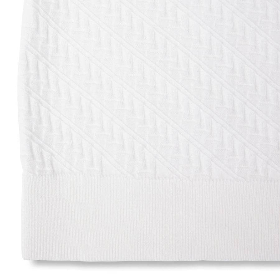 Paolo Pecora Maglia in Cotone Extrafine - Bianco Motivo Chevron Prezzo Ridotto