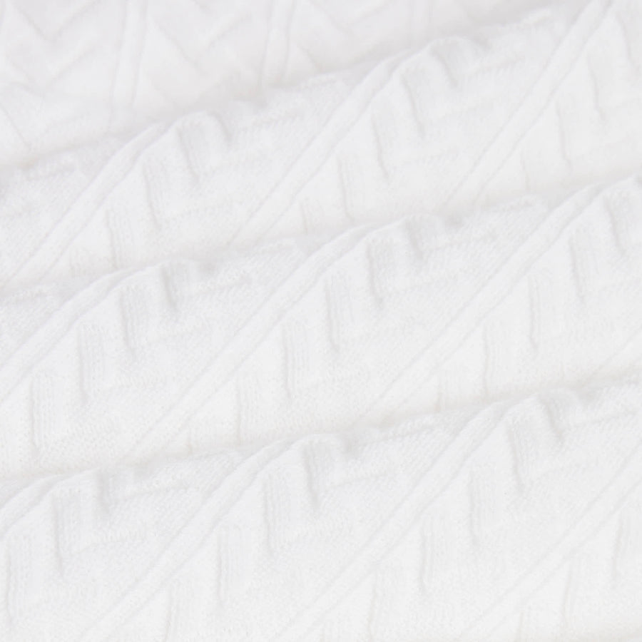 Paolo Pecora Maglia in Cotone Extrafine - Bianco Motivo Chevron Prezzo Ridotto