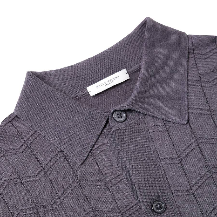 Paolo Pecora Maglia in Seta Cotone Extrafine - Grigio Antracite Chevron Convenienza