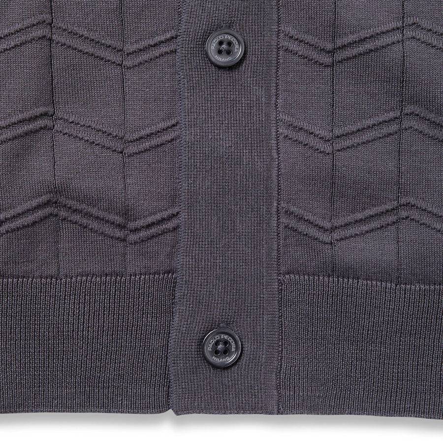 Paolo Pecora Maglia in Seta Cotone Extrafine - Grigio Antracite Chevron Convenienza