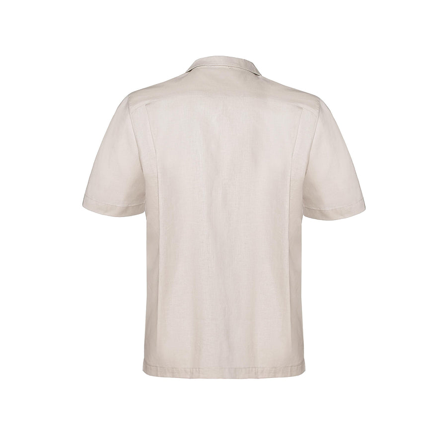 Paolo Pecora Camicia Regular in Lino Beige con Bottoni Offerte
