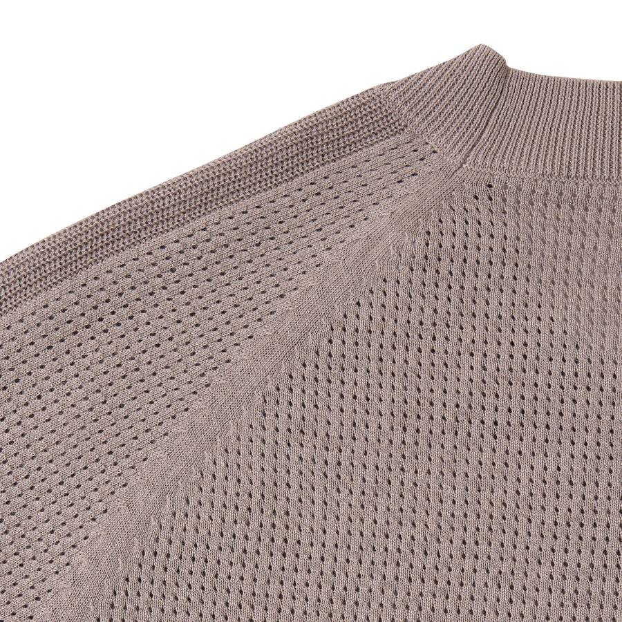 Paolo Pecora Maglia in Cotone Crepe Extrafine - Tortora Lavorazione Traforo Saldi Di Fabbrica