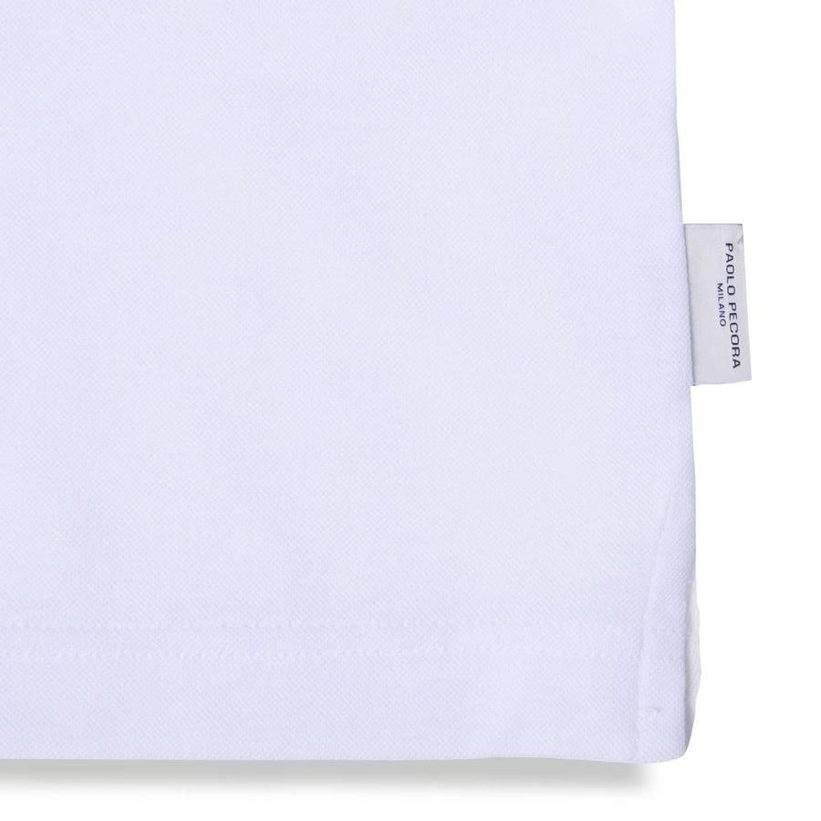 Paolo Pecora Polo Coreana in Cotone Piquet - Bianco Vendite Flash