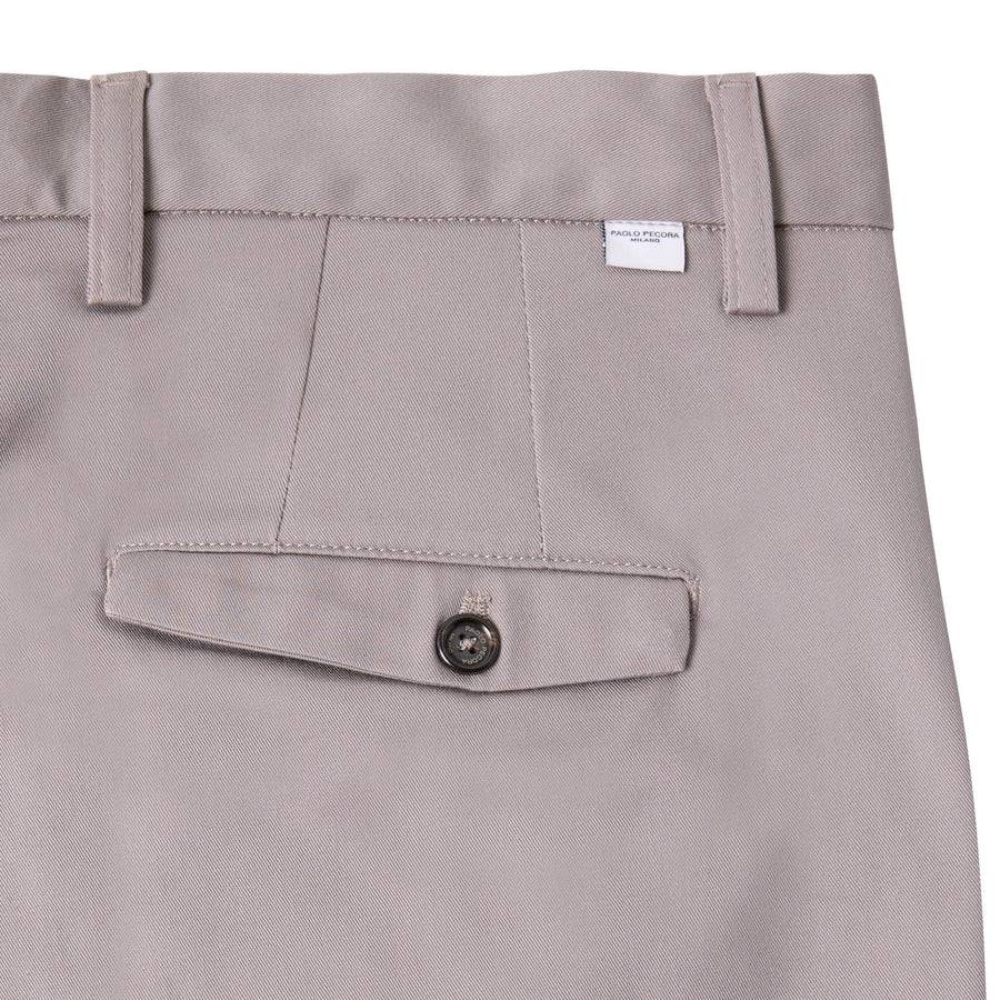 Paolo Pecora Chino Gabardina di Cotone Stretch - Tortora Negozio