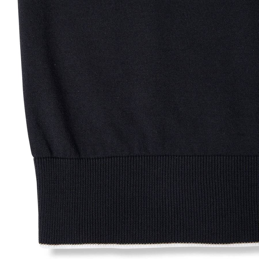 Paolo Pecora Maglia Girocollo in Cotone Extrafine - Nero con Dettagli Bianchi In Saldo