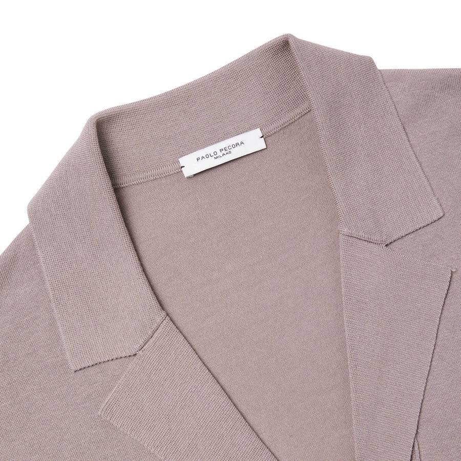 Paolo Pecora Cardigan Collo Giacca in Seta Cotone Extrafine - Tortora Italia