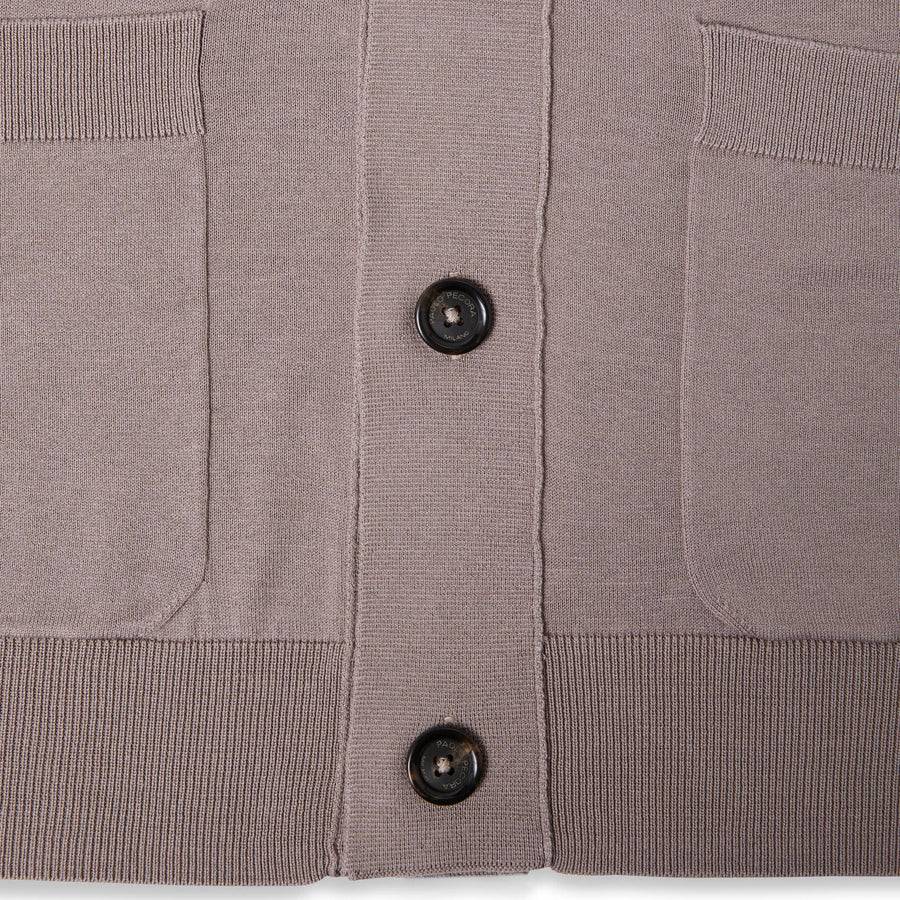 Paolo Pecora Cardigan Collo Giacca in Seta Cotone Extrafine - Tortora Italia