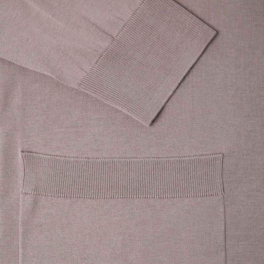 Paolo Pecora Cardigan Collo Giacca in Seta Cotone Extrafine - Tortora Italia