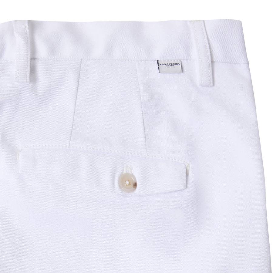 Paolo Pecora Chino Sartoriale in Gabardina di Cotone - Bianco 2025