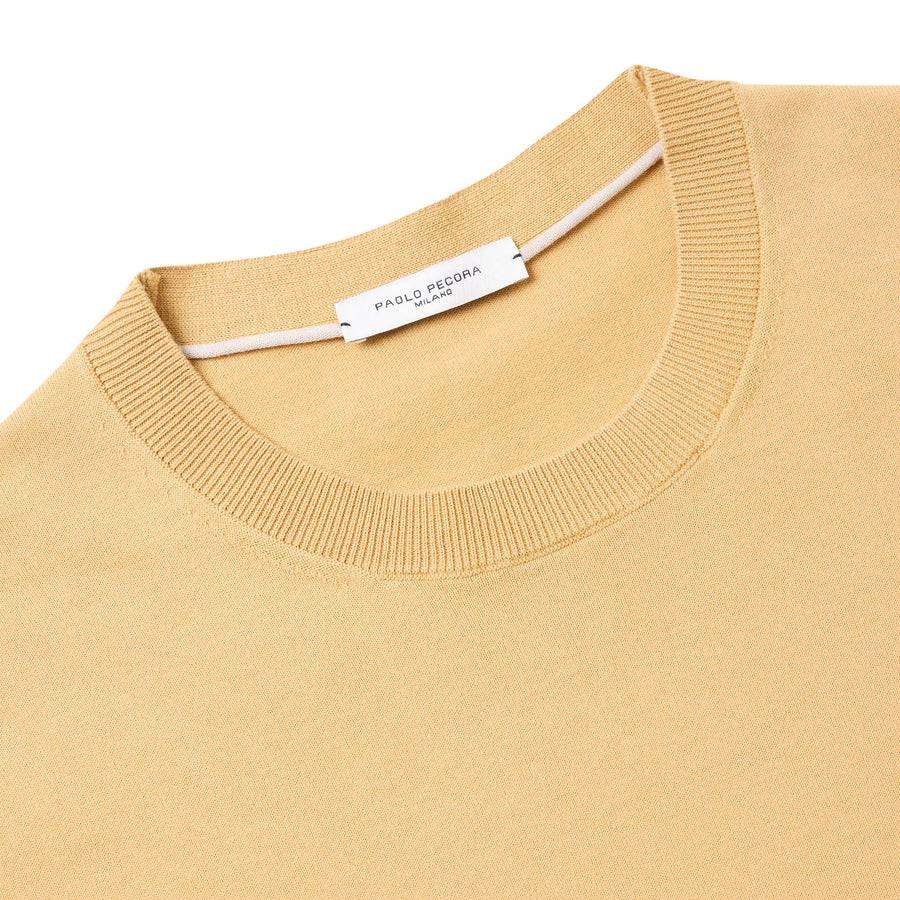 Paolo Pecora Maglia Girocollo in Puro Cotone Extrafine - Curry Nuovo