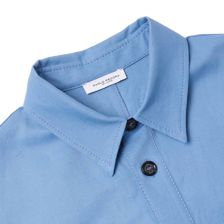 Paolo Pecora Overshirt Mezza Manica - Azzurro Polvere Acquista Ora