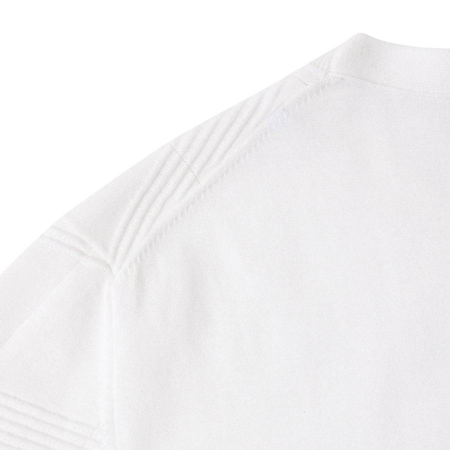 Paolo Pecora Maglia in Cotone Crepe Extrafine - Bianco Motivo Diagonale Consegna Veloce